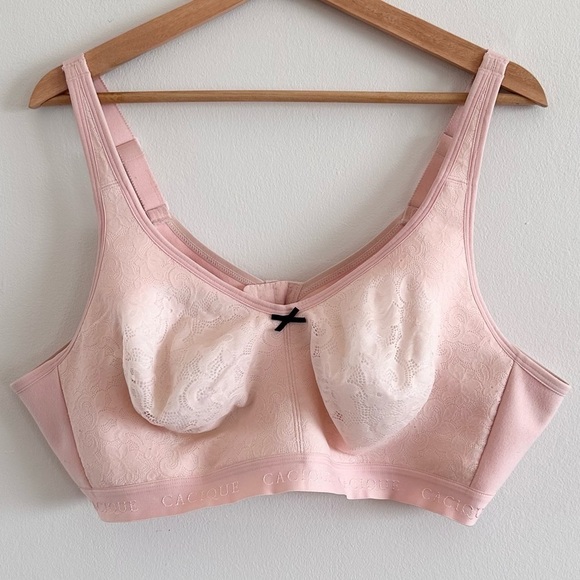 Lane Bryant Cacique unlined full coverage no-wire lace cotton spandex pink bra - Picture 1 of 7